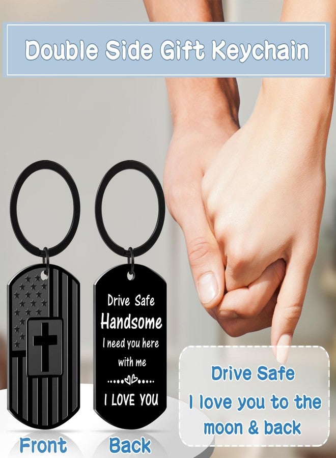 Keniot Valentines Day Gifts for Men Boyfriend Him Husband, Drive Safe Handsome I Love You Keychain for Birthday Christmas Fathers Day - Image 2